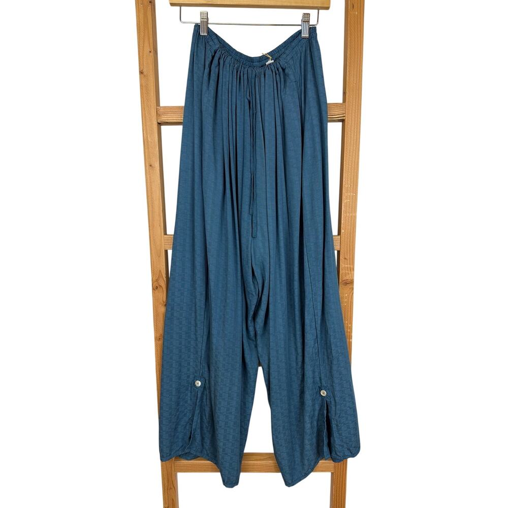 NWT LYNG Blue Paperbag Waist Wide Leg Drawstring Pants Size 3X